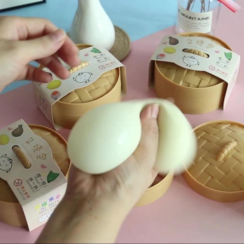 1Pc Stress Relief Squeeze Simulated Dumpling&Chinese Bun Siopao Reusable Low Rebound Sensory Ball Birthday Gift For Party Favors