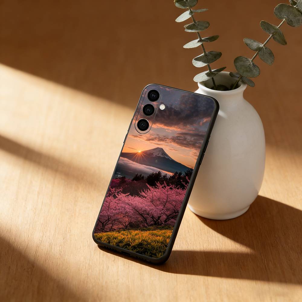 Mount Fuji Sonnenuntergang Handyhülle Für Samsung Galaxy A20,21s,22,31,32,52,53,72,73,80,91 Weiche Schwarze Hülle