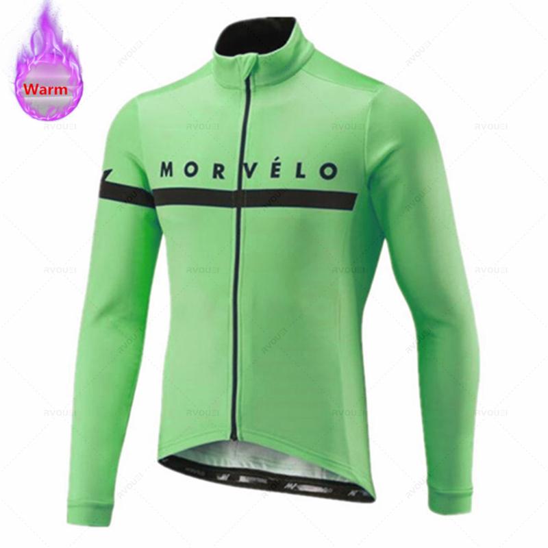 Morvelo-Thermal Fleece Cycling Jerseys Set for Men, MTB Bike Clothes, Warm Bicycle Clothing,2026 Velvet Warm Cycling Suit Set