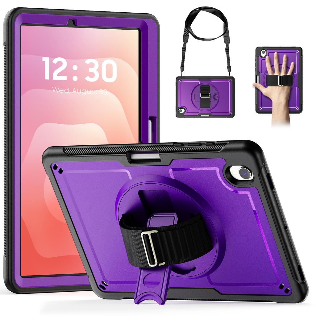 Für Samsung Galaxy Tab S11 Hülle mit Handschlaufe und Ständer PC + TPU Tablet-Abdeckung mit Schultergurt und Stifthalter