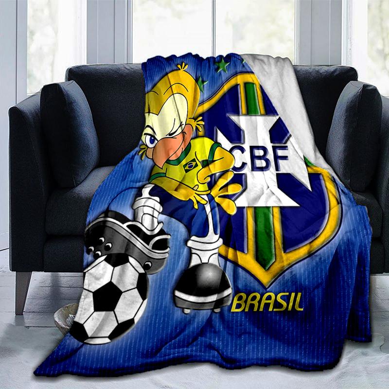 1pc Brazilian Soccer Mascot Flannel Blanket Soft Warm Throw Blanket for Bedroom Living Room Bed Travel Camping Picnic Gift. MT71501128