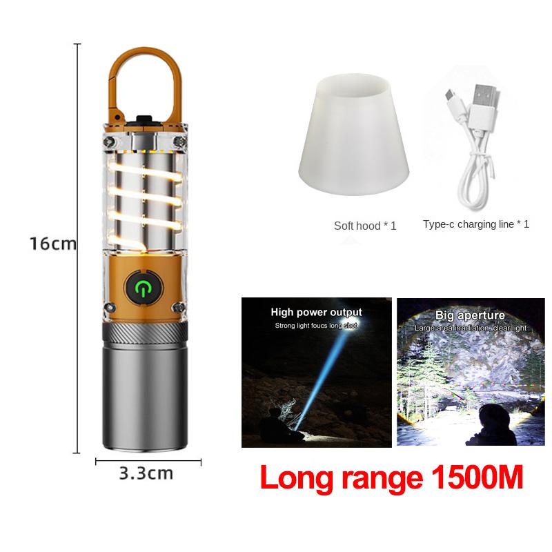 Lampe de poche portable à double éclairage, torche respiratoire, lanterne zoomable, lampe de poche étanche, lampes de camping en plein air, projecteur puissant