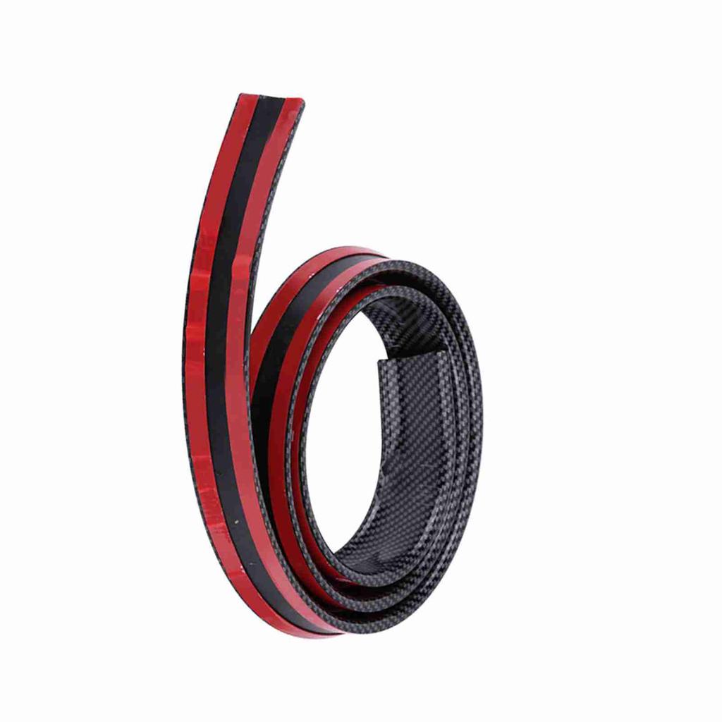 1.5mCelsius4.9ft Carbon   Soft Rubber Car Rear Roof   Spoiler Wing Lip Sticker Red