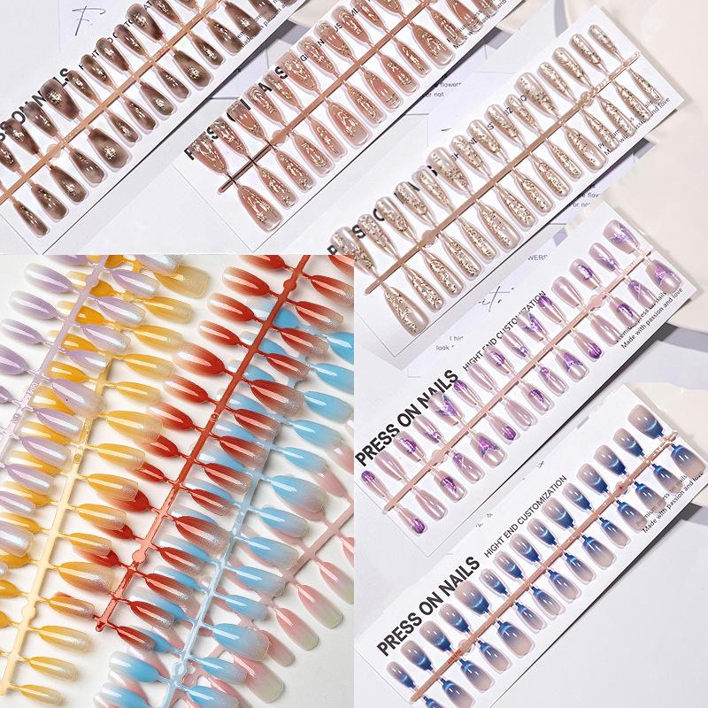 

Almond Cat Eye Removable Nail Patches: Handmade Wearable, Pre-made Fake Nails