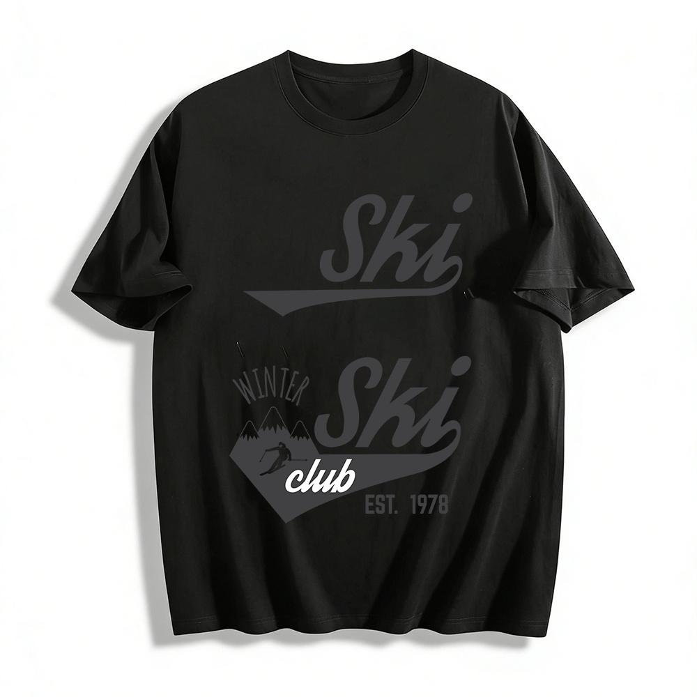 Vintage Winter Ski Club Printed Casual Top EST 1978 Pure cotton T-shirt XXS