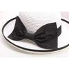 Elegant Straw Sun Hat with Black Big Bow - Wide Brim, White & Black Dome, Perfect for Summer and Formal Occasions,Tea Party