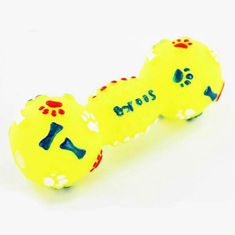 Chew Play Interactive Toy Pet Cat Dog Puppy Dotted Dumbbell Bone Shape Squeaky  Dog Supplies