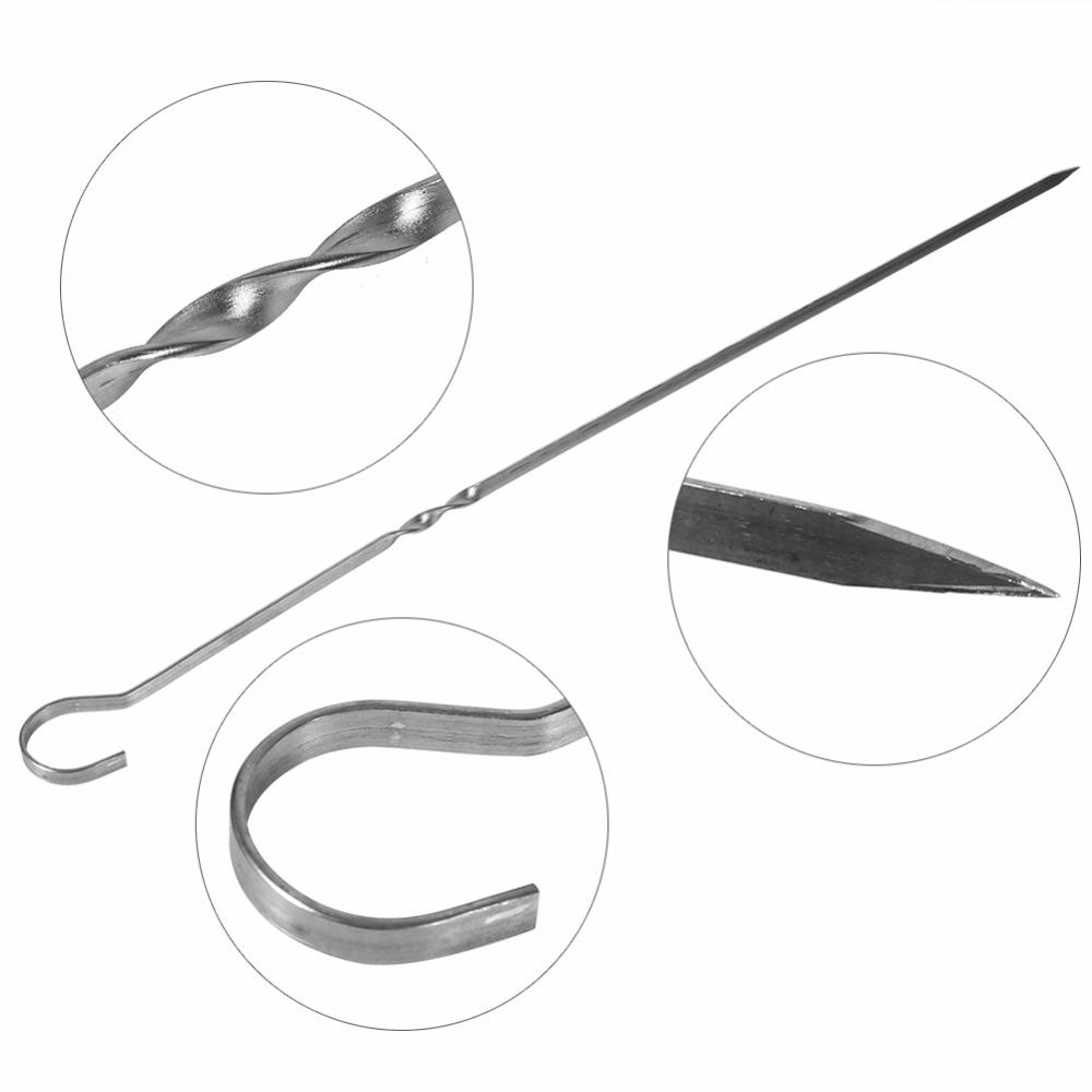 12PCS Stainless Steel Kabob Sticks Flat Blade Grill Skewers BBQ Skewers Vegetable Skewering
