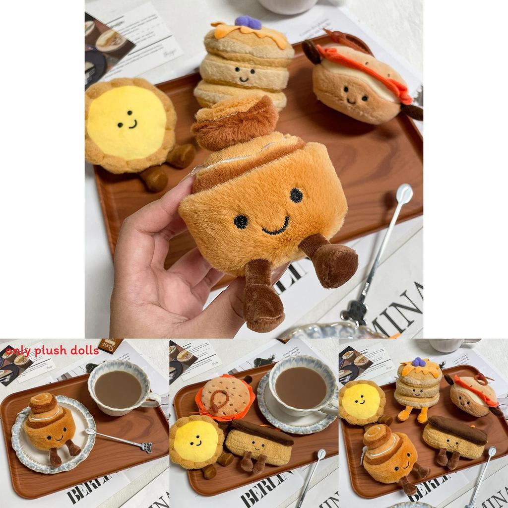 Egg Tarts Puffs Pancakes And Bagels Plush Pendants With Short Plush Filling For Kids And Adults
