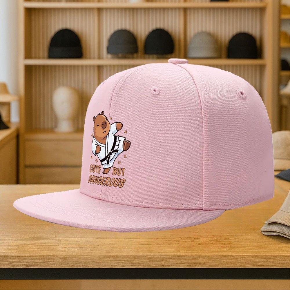 Cute But Dangerous Karate Capybara Print Baseball Cap Polyester Casual Snapback Hat for Adults Unisex One Size