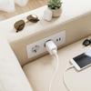 פס חשמל שקוע עם 2 שקעי AC ו-2 יציאות USB, שקע חשמל מובנה לשולחן עם כבל מאריך לריהוט שולחני