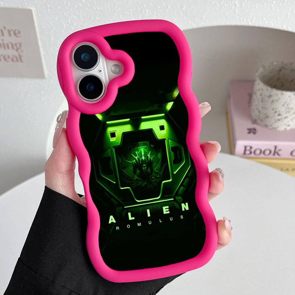 Alien Romulus Mobile Cell Phone Case for iPhone 17 16 15 14 13 12 11 Air Pro Max Plus Wavy Edge TPU Colorful Cover Cover