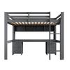 Hochbett 90x200cm Kinderbett Schreibtisch Schubladen Lagerregal Lattenrost Hohes Geländer Stabile Treppe Jugendliche Erwachsene Schlafsaal Grau
