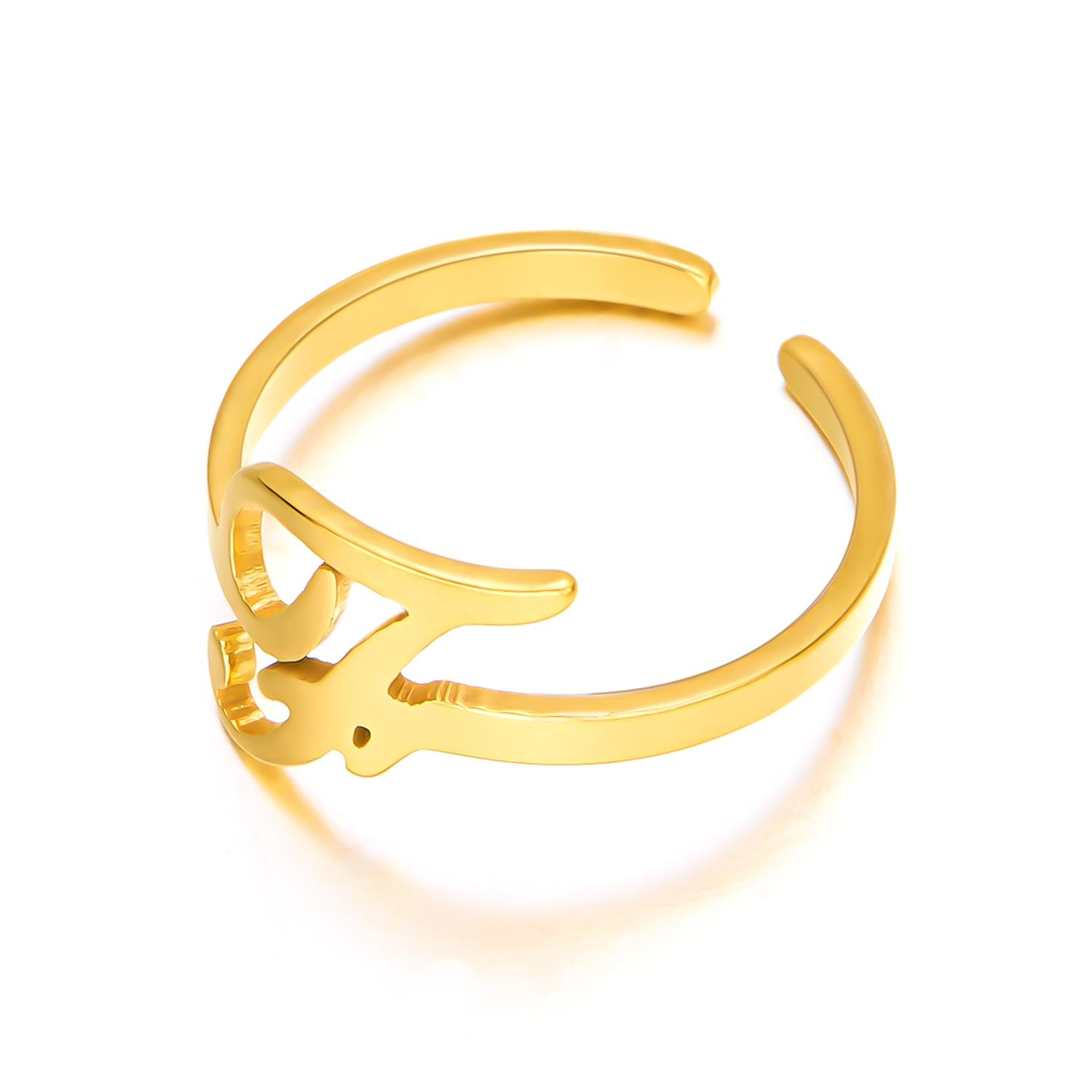 

Stainless Steel Initial Letter Rings For Women Gold Color A-Z 26 Letters Adjustable Ring Aesthetic Wedding Jewelry Gift BFF