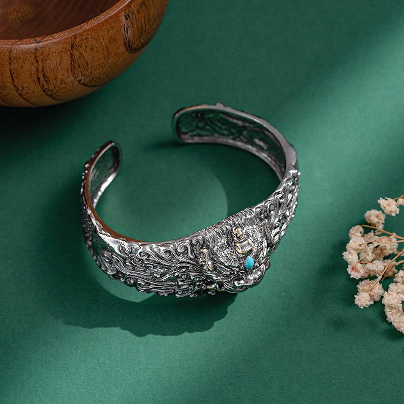 Armband mit offenem Maul, Retro und Grandios, Dominantes Armband, Nischentrend für Männer, Armband im ethnischen Stil