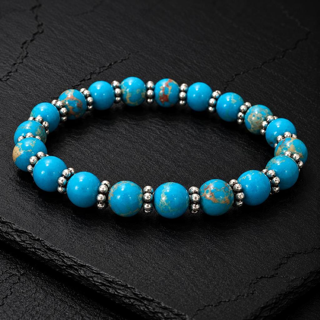 8mm Natural Blue Copper Turquoise Gemstone Beads Jewelry Handmade Stretch Chakra Bracelet 7.5" For Gift CSB-26
