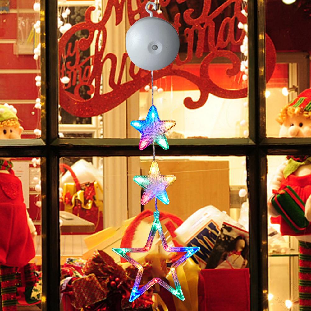 1/3pcs Christmas Lights LED String Lights Fairy New Year Window Light with Suction Cup For Home Window Bedroom Christmas Decor