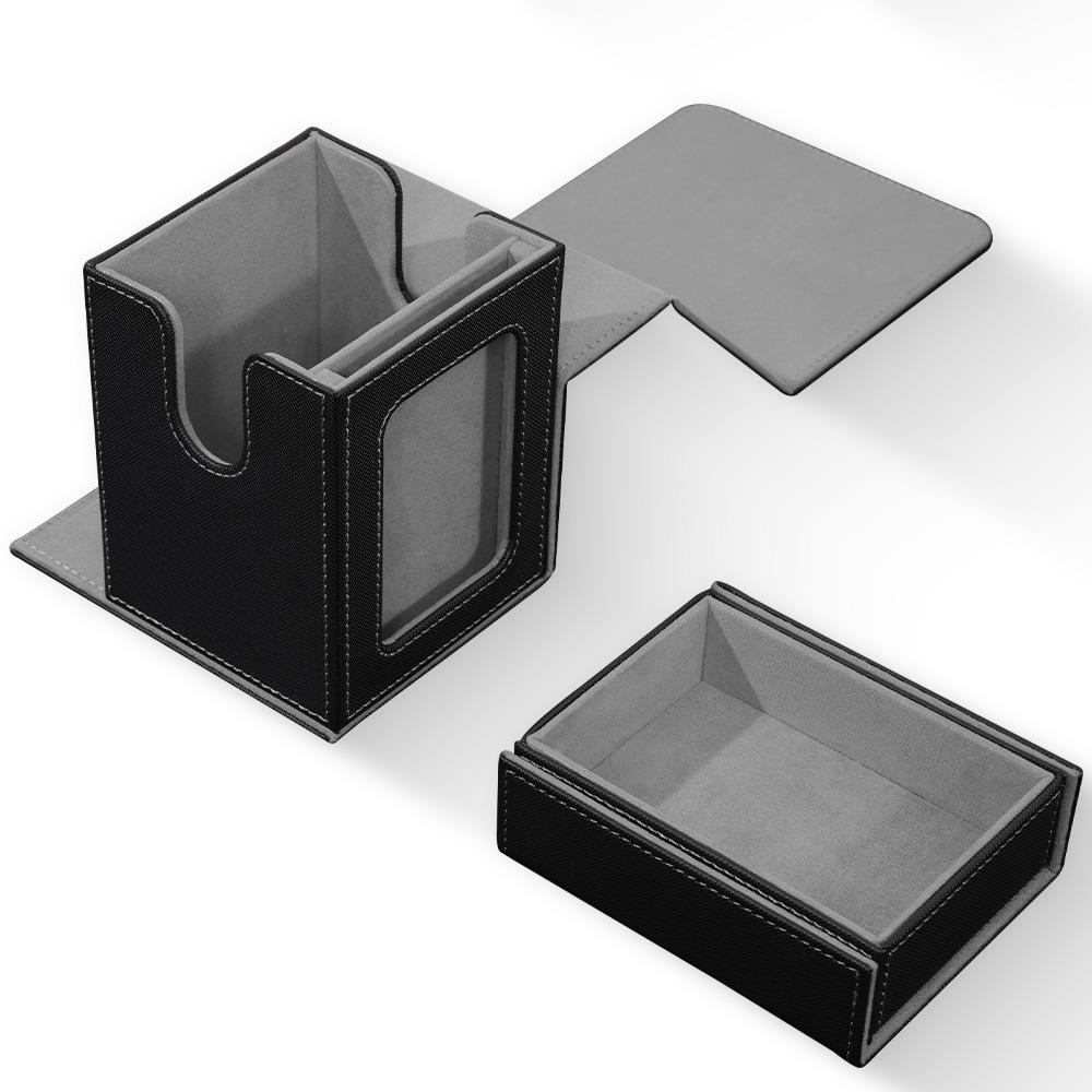 Commander Deck Box with Display Window, Card Deck Box Holds 100+ Double-Sleeved Cards with Dice Tray