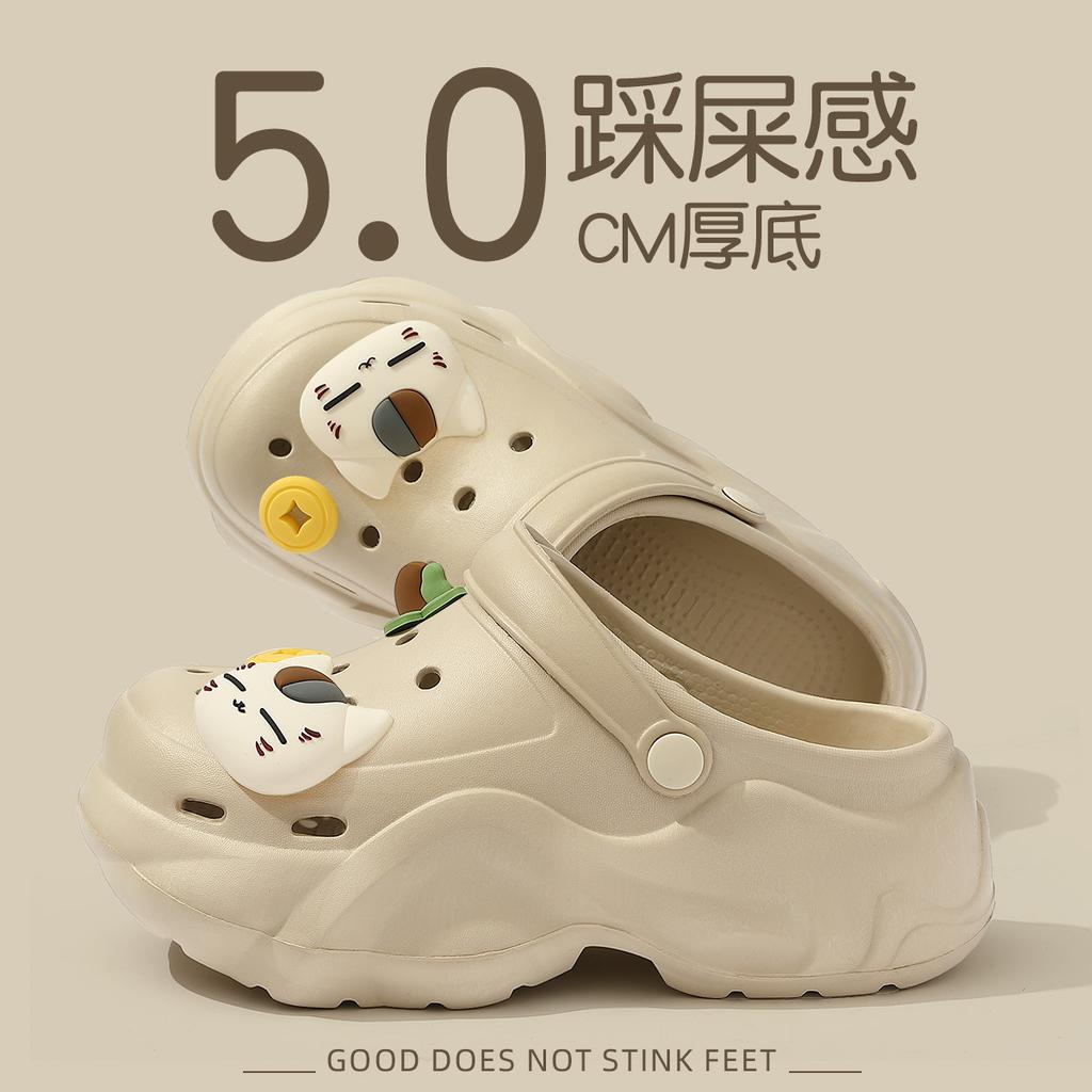 Thick-soled hole shoes summer new outer wear seaside beach non-slip deodorant bag head eva sandals