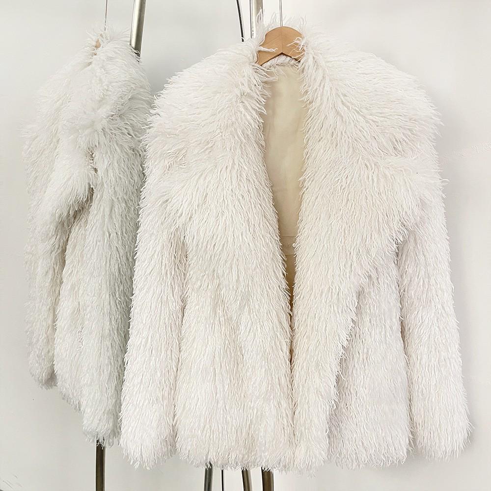 Winter Faux Fur Imitation Tan Lammfell Kurzer Mantel