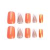 Orange & White French Rhinestone Color-Changing Dragon Glitter Nail Stickers - Finished False Nails