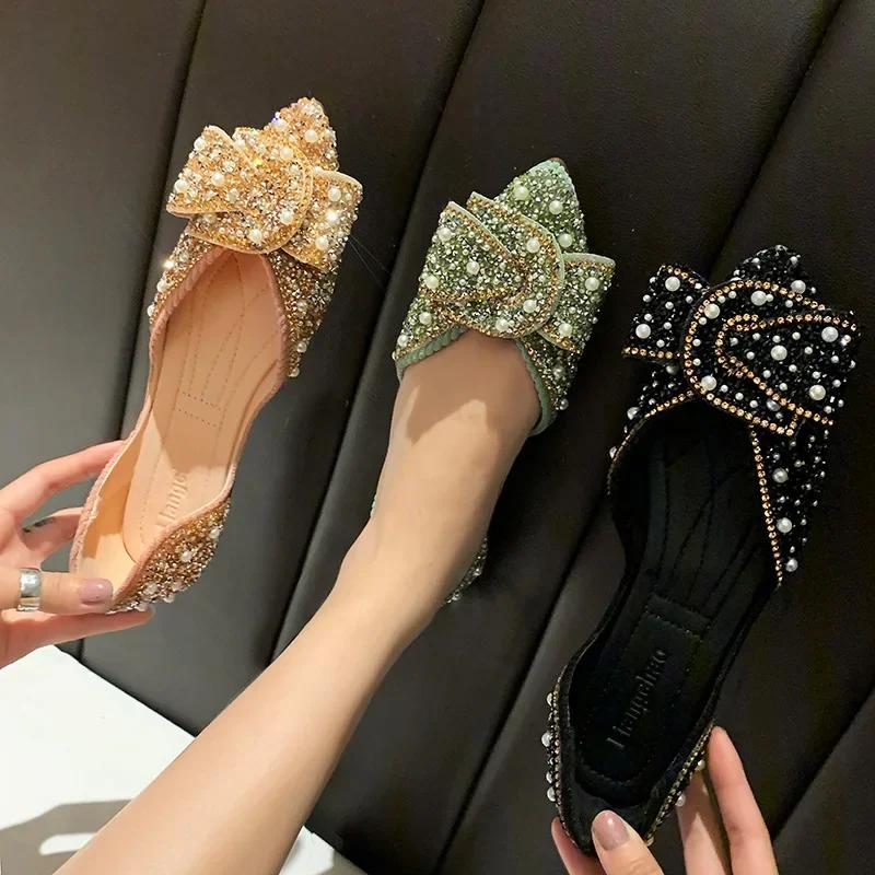 Women Fashion Flat Single Shoes Autumn Pointed Toe Shoes Flat Loafers Soft Sole Ladies Plus Size De Mujer