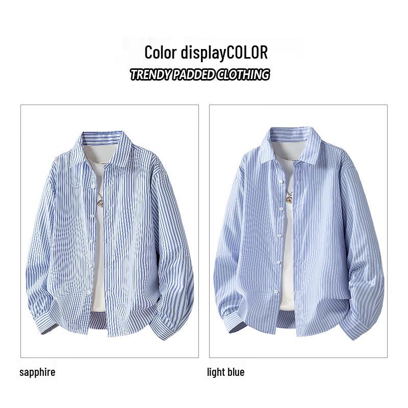 ROMON Men's Striped Long-Sleeve Casual Shirt