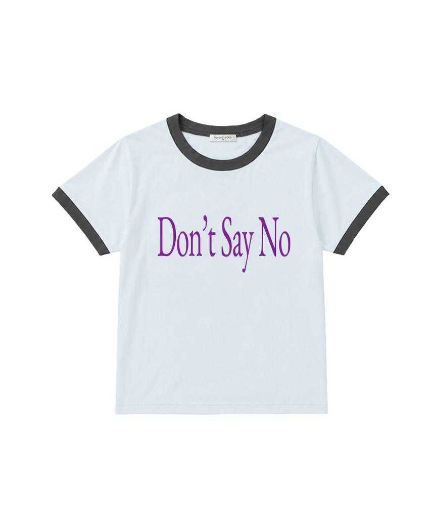 Deomopeuhauseu Don'T Say No Ringer Short Sleeve T-Shirt Light Blue
