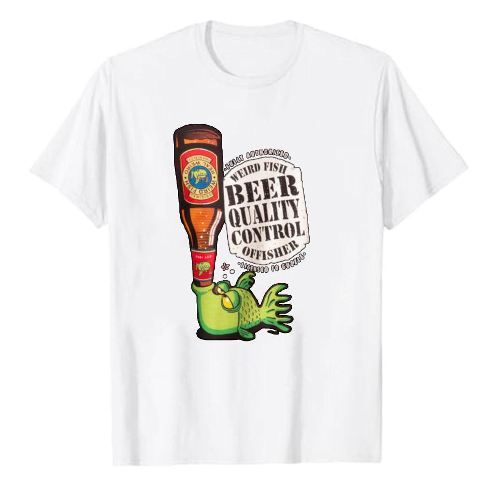WEIRD FISH BEER CONTROLlo QUALITÀ T-shirt Harajuku Grafica Divertente Outdoor Cotone Alta Qualità Manica Corta