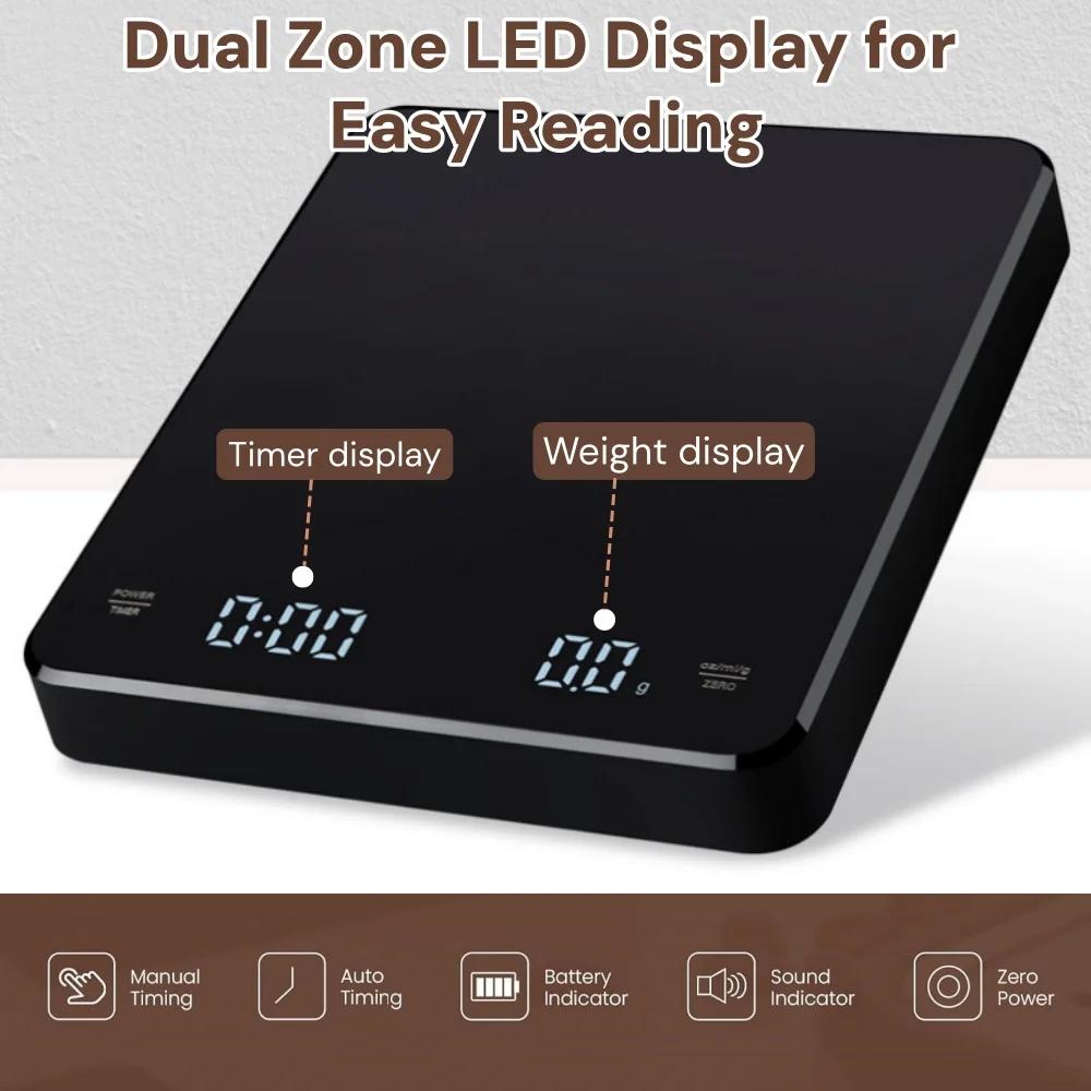 Mini Digital Kitchen Scale 0.1g Accuracy,max 3kg Food Scale with Timer for Coffee Brewing, Baking Pocket Scale with LCD Display