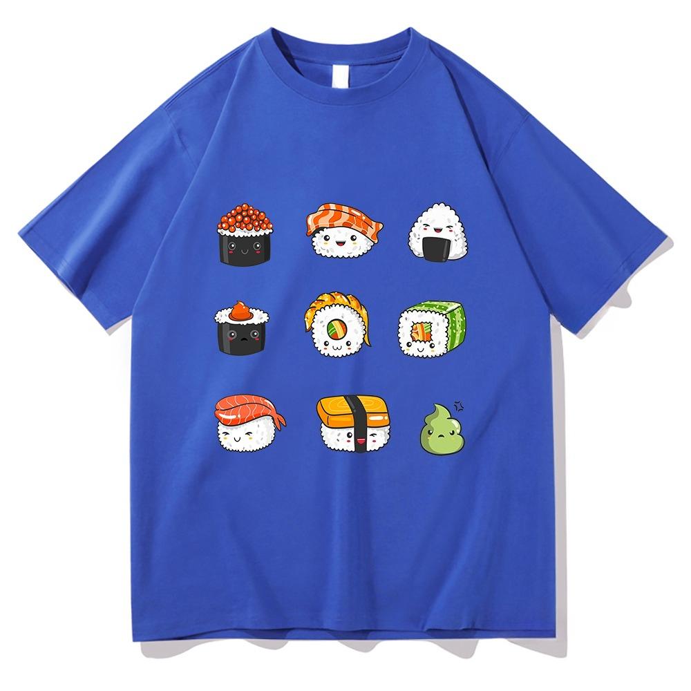 Retro Kawaii Cartoon Sushi T Shirts Funny Unisexunisex Clothing Vintage Tshirt Unisex Streetwear Cotton Tops Graphic Tshirts