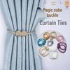 Magnetic No-Punch Curtain Tieback with Rope and Button Closure