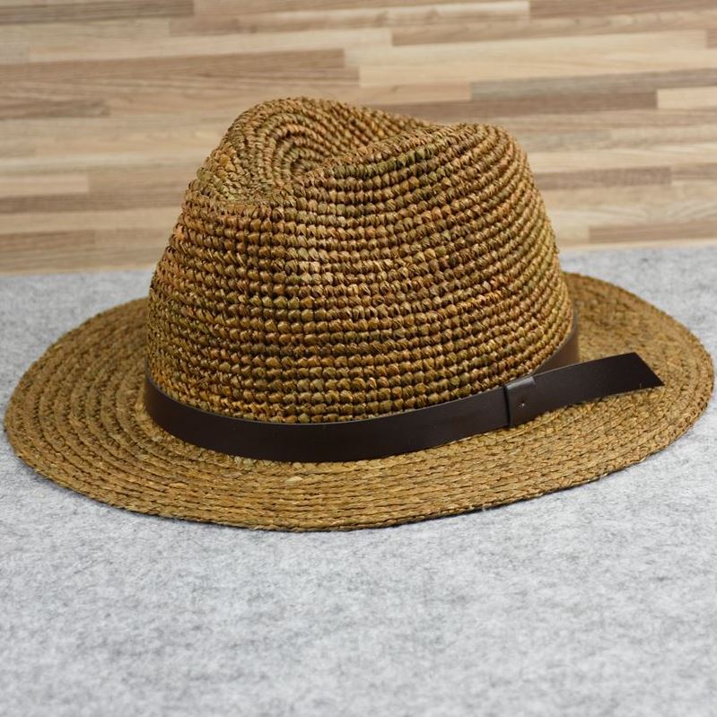 

Raffia Panama Straw Hat for Men, Big Size 57-63cm Wide Brim Sun Cap, Summer Beach UV Protection Hat 63cm темно-коричневого кольору