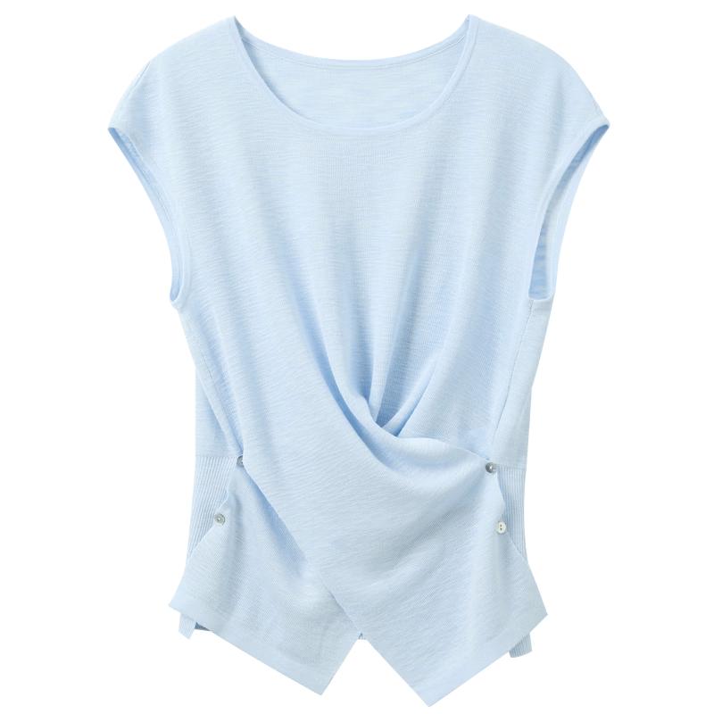 Women s Slit Waist Short Sleeve Knit Top S