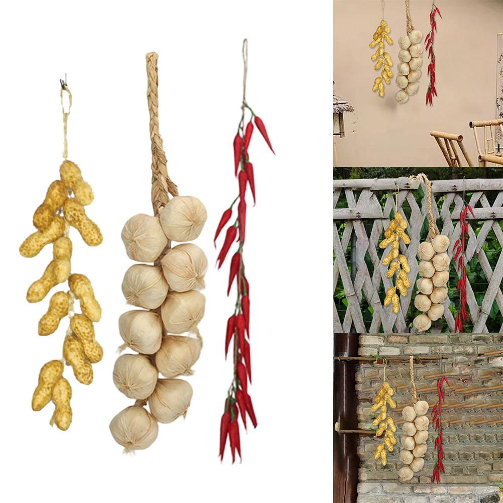 Decorative Simulation Vegetable Models Hanging String Decoration Featuring Chili Pepper Garlic and Peanut for Home Ambiance