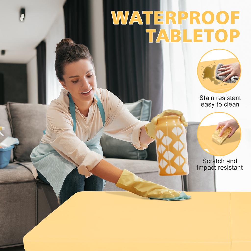 125cm Portable Heavy Duty Folding Table with Handle, for Camping Picnic Parties Indoor/Outdoor, Capacity Weight 135KG (Light Yellow)