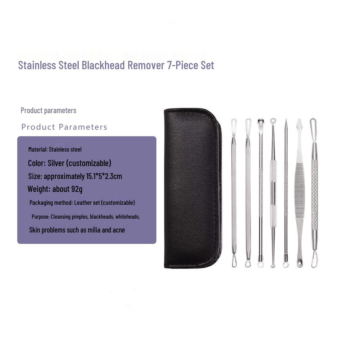 

Набор из 7 предметов из нержавеющей стали с двусторонними экстракторами для удаления прыщей и черных точек
