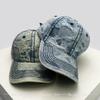 Baseball Pattern Irregular School Old Vintage American Women  Men Her Him For Fresh Caps Peaked Hats Sunshade Street Versatile Personal Denim