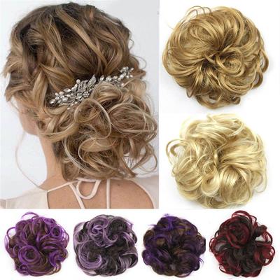 Tillbehör Hårstycken Elastiskt Band Hårknut Lockig Scrunchie Lockig Rufsigt Chignon Hårförlängning