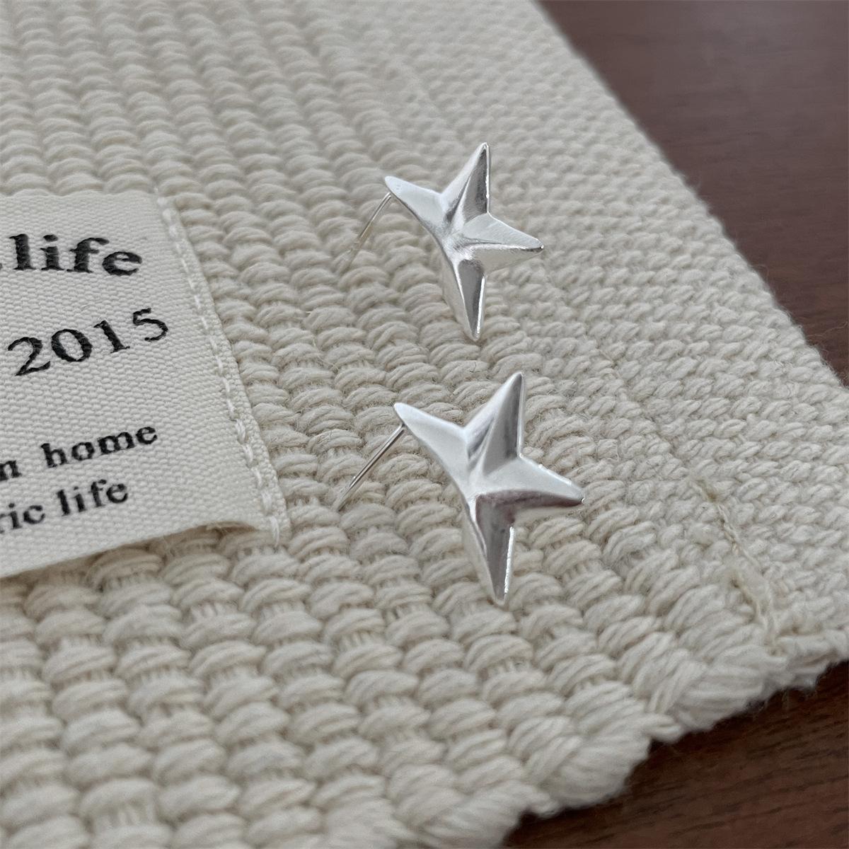 

Серьги-гвоздики в форме звезды с насечками, серебряные серьги-иглы, модные простые и высококачественные украшения для ушей, женские повседневные дорожные новые модели 925 silver needles