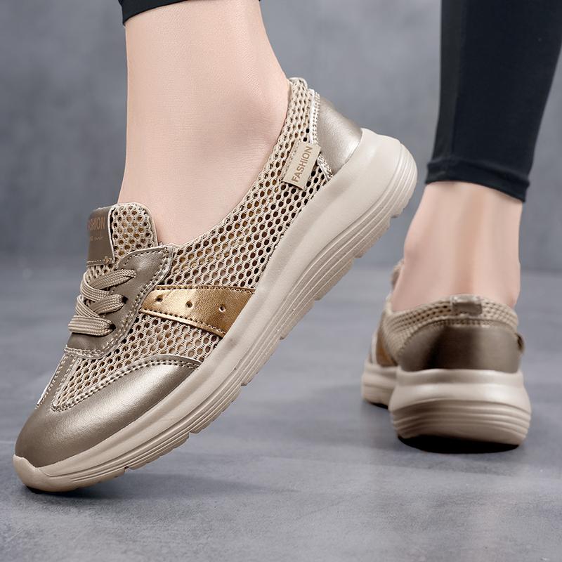TUINANLE Flats Shoes for Women Summer Lace Up Casual Sneakers Breathable Soft Sole Loafers Plus Size