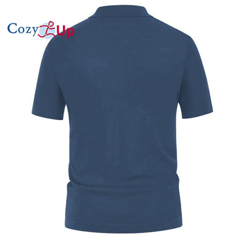 Przytulne męskie koszulki polo Vintage w paski, dzianinowe krótkie rękawy, zapinane na guziki koszulki golfowe