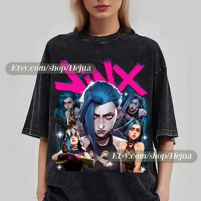 Inx Arcane T-Shirt Unisex Vintage Streetwear Μπλουζάκι Anime Ρούχα fanmerch lol Εμπορεύματα arcane δώρο