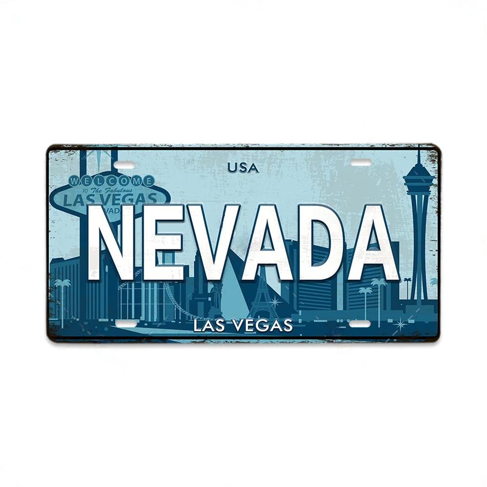 Vintage Country Metal Signs Posters Licenses Plate Decor for Living Room Colorado Lansing Nevada Ohio Washington Plaque