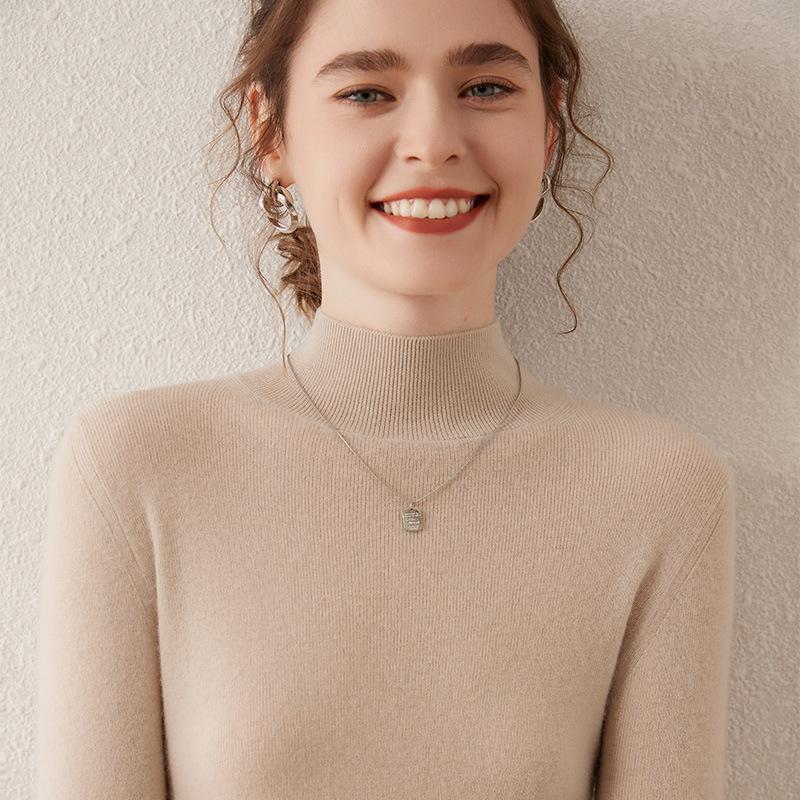 Autumn/Winter 2024 Women's Slim Fit Half-High Neck Cashmere Sweater