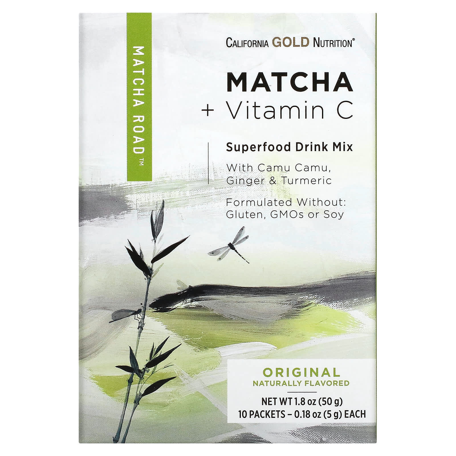 

California Gold Nutrition, Matcha Road, Matcha + Vitamin C, Original, 10 шт