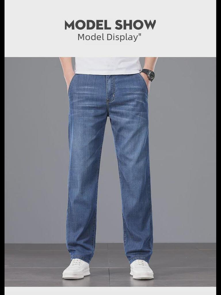 Men's Trendy High-Waist Loose-Fit Straight Jeans - Slim & Tall Sizes for Spring/Summer