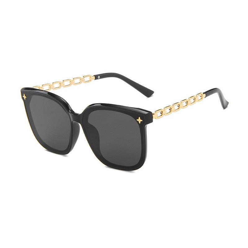 Trendy Oversized Chain Sunglasses: Unisex Street Style with UV Protection, Popular on TikTok and Xiaohongshu.