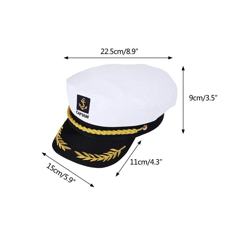 Navy Captain Hat Skipper Yacht Hat Sailor Costume Cosplay Fancy Dress
