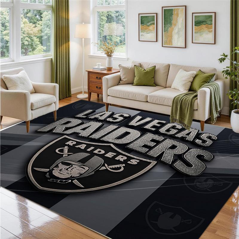 Las Vegas Raiders Design Crystal Velvet Rug Soft Decorative Mat for Bedroom Entrance
